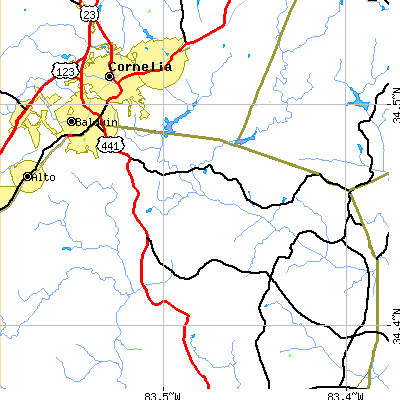 Zip code 30511 close-up map
