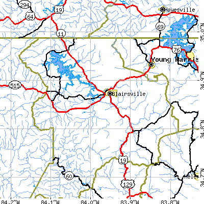 Zip code 30512 close-up map