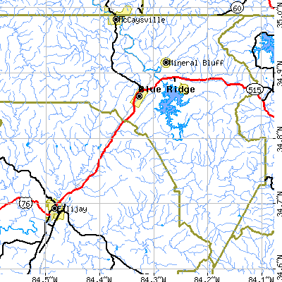 Zip code 30513 close-up map