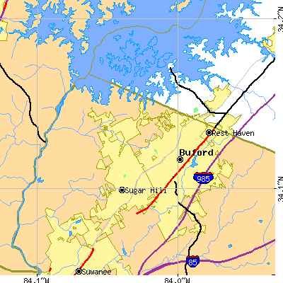 Zip code 30518 close-up map
