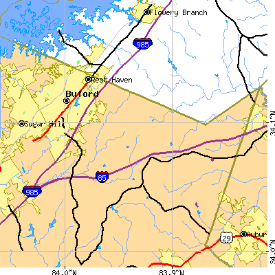 Zip code 30519 close-up map