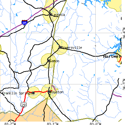 Zip code 30520 close-up map