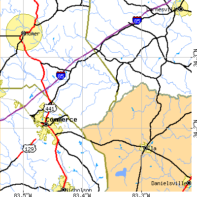 Zip code 30530 close-up map