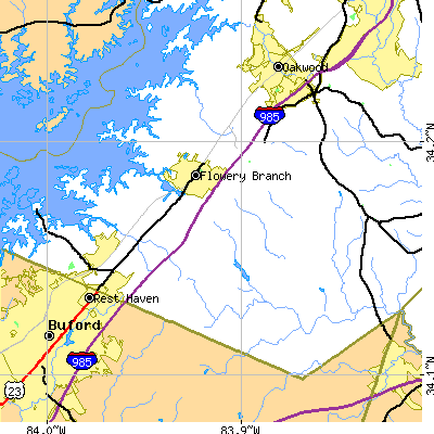 Zip code 30542 close-up map