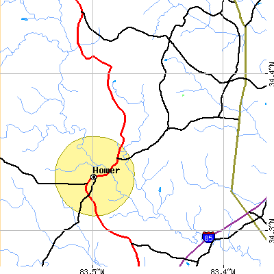 Zip code 30547 close-up map