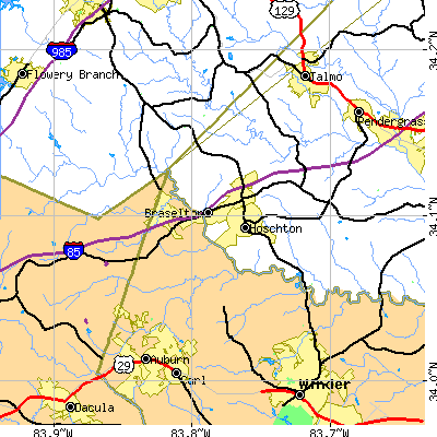Zip code 30548 close-up map