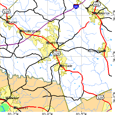 Zip code 30549 close-up map