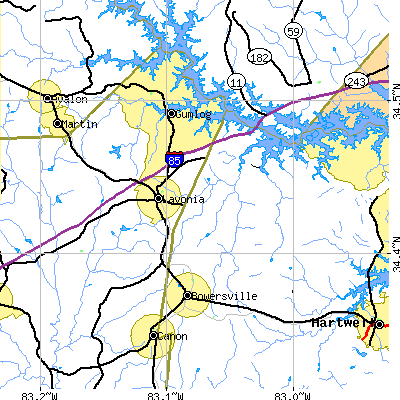 Zip code 30553 close-up map