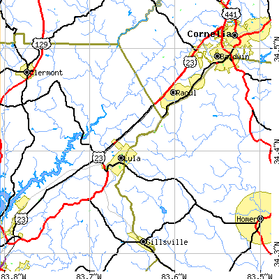 Zip code 30554 close-up map