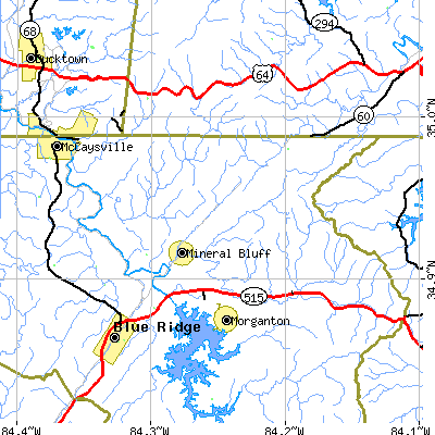 Zip code 30559 close-up map