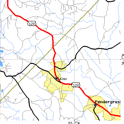Zip code 30575 close-up map