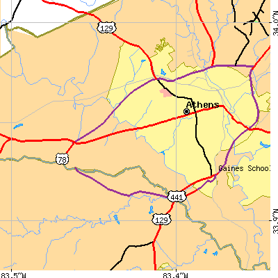Zip code 30606 close-up map