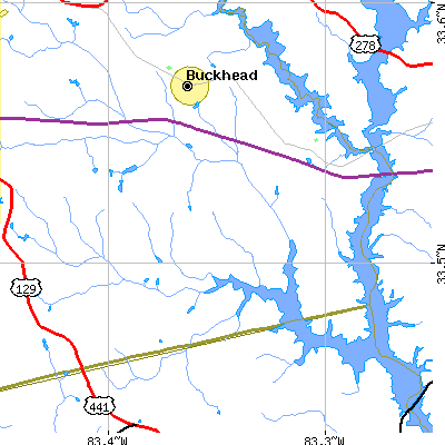 Zip code 30625 close-up map