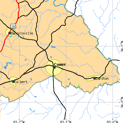 Zip code 30629 close-up map
