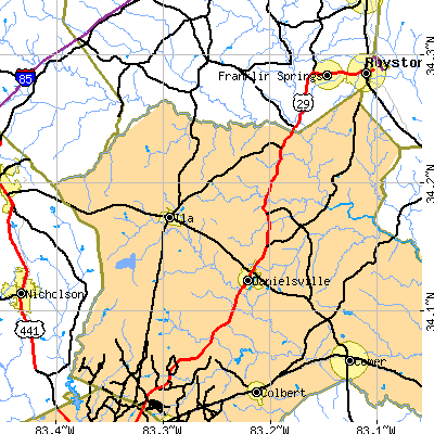 Zip code 30633 close-up map