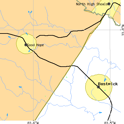 Zip code 30641 close-up map