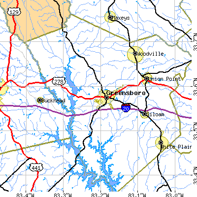 Zip code 30642 close-up map