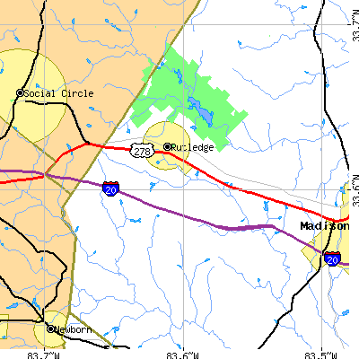 Zip code 30663 close-up map