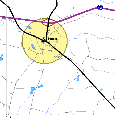 Zip code 30665 close-up map