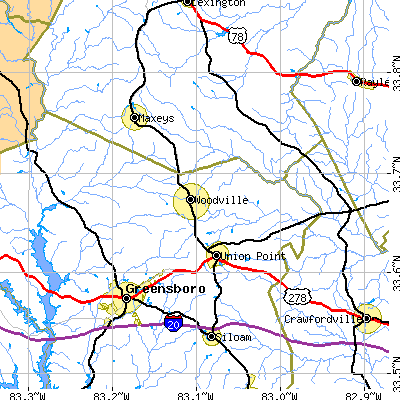 Zip code 30669 close-up map