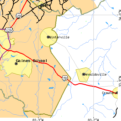 Zip code 30683 close-up map
