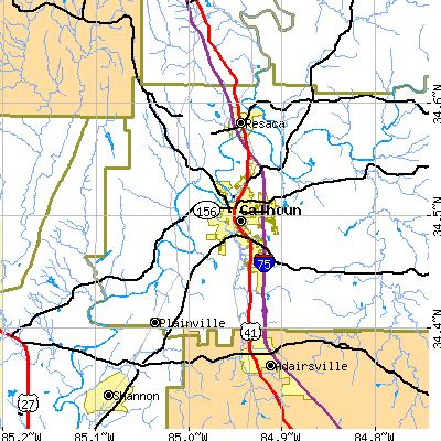 Zip code 30701 close-up map