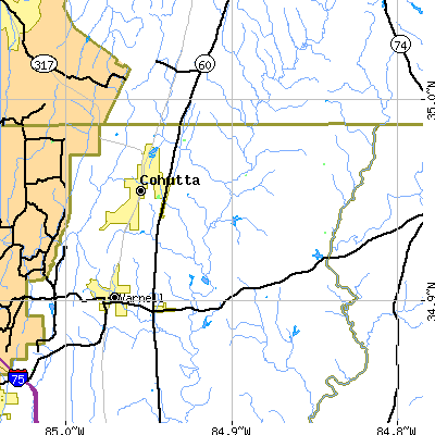 Zip code 30710 close-up map