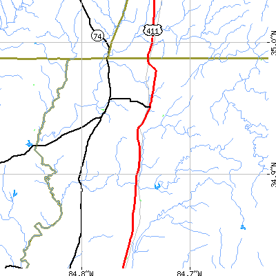 Zip code 30711 close-up map
