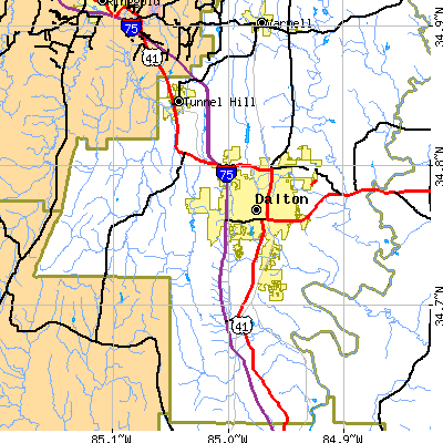 Zip code 30720 close-up map