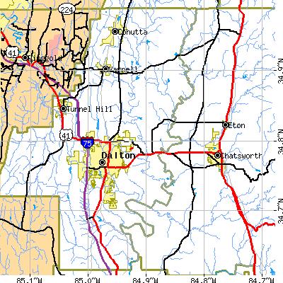Zip code 30721 close-up map