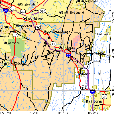 Zip code 30736 close-up map