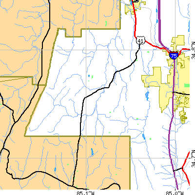 Zip code 30740 close-up map