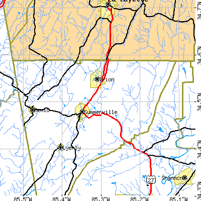 Zip code 30747 close-up map