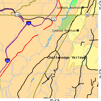 Zip code 30750 close-up map
