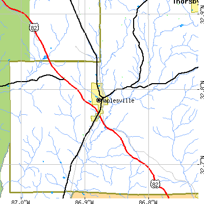 Zip code 36750 close-up map