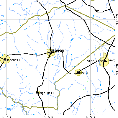 Zip code 30810 close-up map
