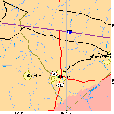 Zip code 30814 close-up map