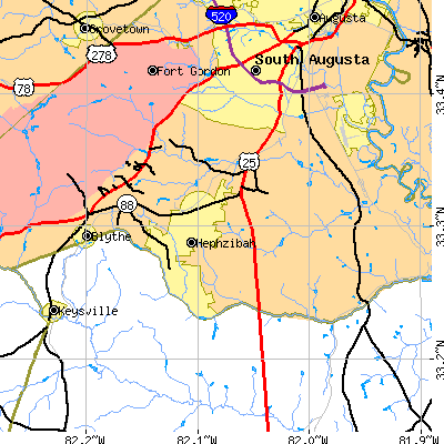 Zip code 30815 close-up map