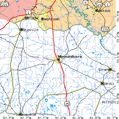 Zip code 30830 close-up map