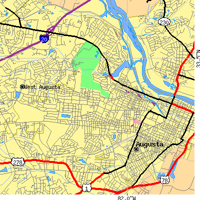 Zip code 30904 close-up map