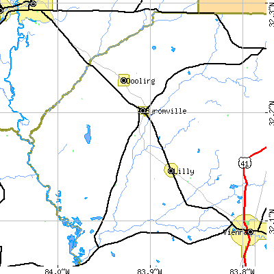 Zip code 31007 close-up map