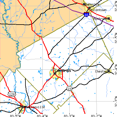 Zip code 31014 close-up map