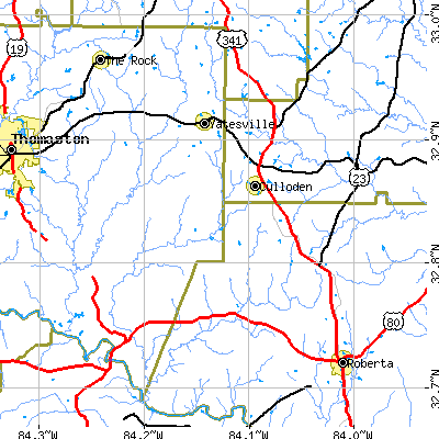 Zip code 31016 close-up map