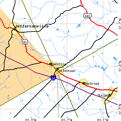 Zip code 31017 close-up map