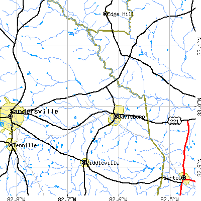 Zip code 31018 close-up map