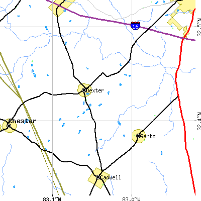 Zip code 31019 close-up map