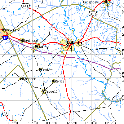 Zip code 31021 close-up map
