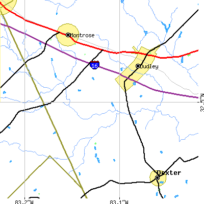 Zip code 31022 close-up map