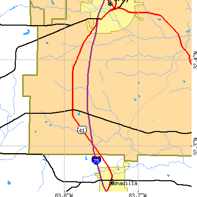 Zip code 31025 close-up map