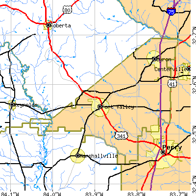 Zip code 31030 close-up map